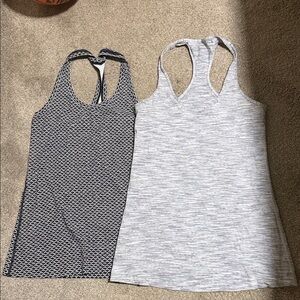 lululemon athletica Black and Gray Patterned Tank Tops